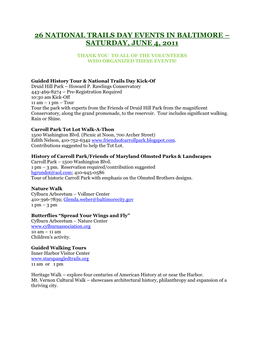 26 National Trails Day Events in Baltimore – Saturday, June 4, 2011