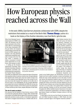 How European Physics Reached Across the Wall