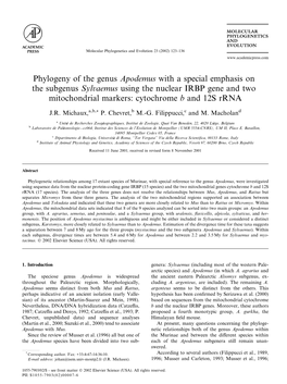 Phylogeny of the Genus Apodemus with a Special Emphasis on the Subgenus Sylvaemus Using the Nuclear IRBP Gene and Two Mitochondrial Markers: Cytochrome B and 12S Rrna