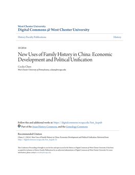 Economic Development and Political Unification Cecilia Chien West Chester University of Pennsylvania, Cchien@Wcupa.Edu