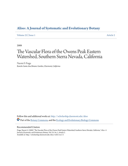 The Vascular Flora of the Owens Peak Eastern Watershed, Southern Sierra Nevada, California