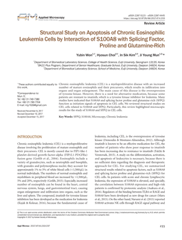 Structural Study on Apoptosis of Chronic Eosinophilic Leukemia Cells by Interaction of S100A8 with Splicing Factor, Proline and Glutamine-Rich