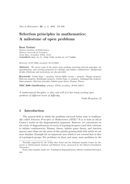 Selection Principles in Mathematics: a Milestone of Open Problems