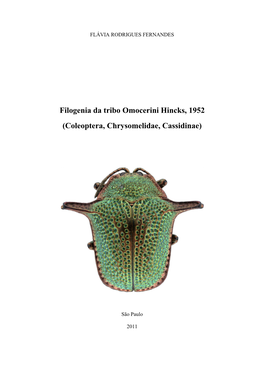 Filogenia Da Tribo Omocerini Hincks, 1952 (Coleoptera, Chrysomelidae, Cassidinae)