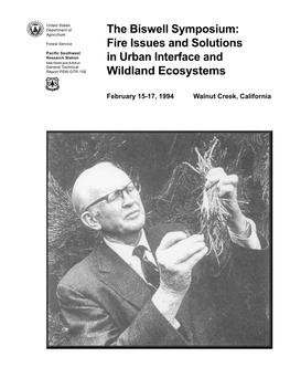 Fire Issues and Solutions in Urban Interface and Wildland Ecosystems; February 15-17, 1994; Walnut Creek, California