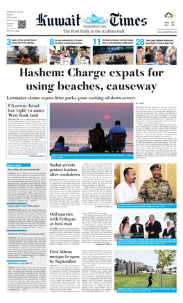 Hashem: Charge Expats for Using Beaches, Causeway Lawmaker Claims Expats Litter Parks, Pour Cooking Oil Down Sewers