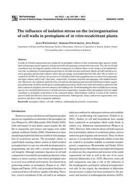 Organization of Cell Walls in Protoplasts of in Vitro Recalcitrant Plants