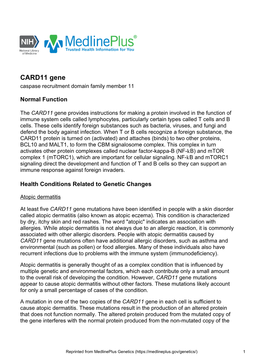 CARD11 Gene Caspase Recruitment Domain Family Member 11