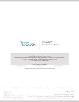 Implications of Experiences in the Family of Origin and Infidelity in Violence Loving Relationships Trends in Psychology, Vol