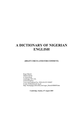 A Dictionary of Nigerian English