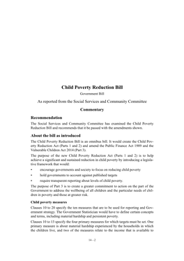 Child Poverty Reduction Bill