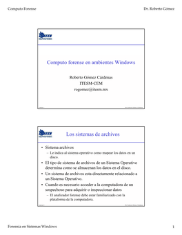 Computo Forense En Ambientes Windows Los Sistemas De Archivos