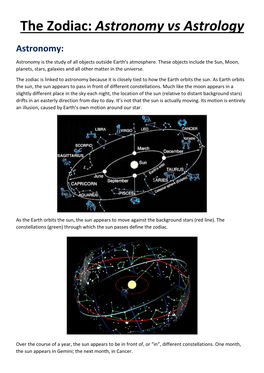 The Zodiac: Astronomy Vs Astrology