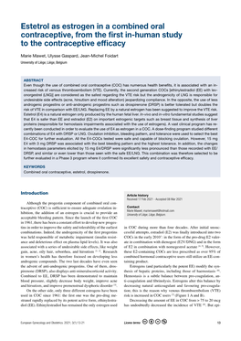 Estetrol As Estrogen in a Combined Oral Contraceptive, from the First In-Human Study to the Contraceptive Efficacy