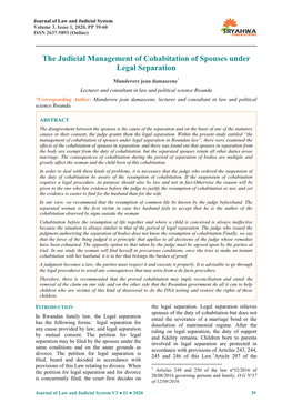 The Judicial Management of Cohabitation of Spouses Under Legal Separation