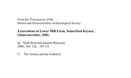 Excavations at Lower Mill Farm, Somerford Keynes, Gloucestershire, 2001