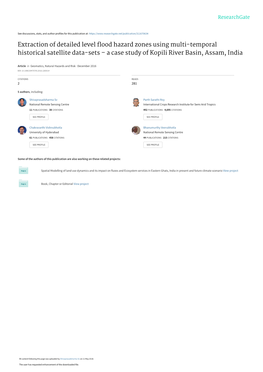Extraction of Detailed Level Flood Hazard Zones Using Multi-Temporal Historical Satellite Data-Sets – a Case Study of Kopili River Basin, Assam, India
