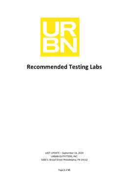 URBN Recommended Testing Labs