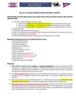 Play Clock Operator Instructions