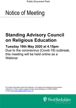 (Public Pack)Agenda Document for Standing Advisory Council On