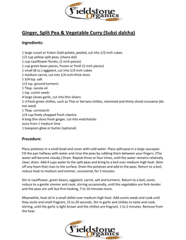 Ginger, Split Pea & Vegetable Curry (Subzi Dalcha)