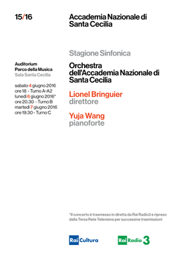 Accademia Nazionale Di Santa Cecilia 15/16 Stagione Sinfonica