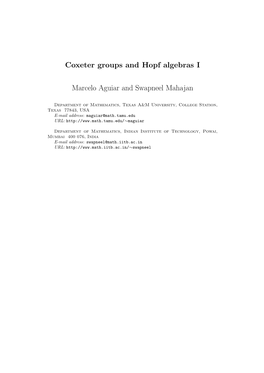 Coxeter Groups and Hopf Algebras I Marcelo Aguiar and Swapneel