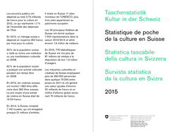 Statistique De Poche De La Culture En Suisse 2015