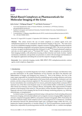 Metal-Based Complexes As Pharmaceuticals for Molecular Imaging of the Liver