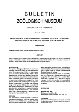 Bulletin Zoölogisch Museum