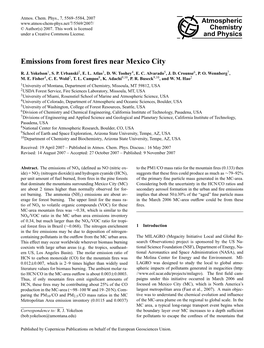 Emissions from Forest Fires Near Mexico City