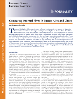 Comparing Informal Firms in Buenos Aires and Chaco