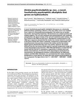 Dietzia Psychralcaliphila Sp. Nov., a Novel, Facultatively Psychrophilic Alkaliphile That Grows on Hydrocarbons