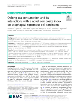 Oolong Tea Consumption and Its Interactions with a Novel Composite