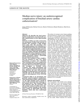 Median Nerve Injury: an Underrecognised Complication of Brachial Artery Cardiac Catheterisation?