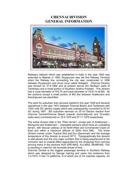 Chennai Division General Information