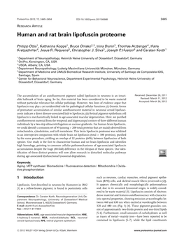 Human and Rat Brain Lipofuscin Proteome