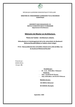 Mémoire De Master En Architecture