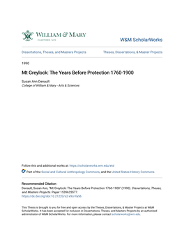 Mt Greylock: the Years Before Protection 1760-1900