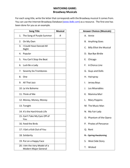 IBDB Matching Assignment