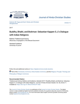 Sebastian Kappen S.J.'S Dialogue with Indian Religions