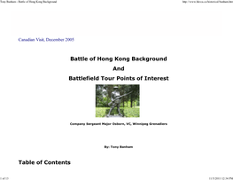 Battle of Hong Kong Background and Battlefield Tour Points of Interest