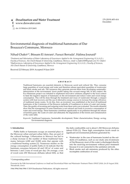 Environmental Diagnosis of Traditional Hammams of Dar Bouazza's Commune, Morocco