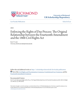 Enforcing the Rights of Due Process: the Original Relationship Between the Fourteenth Amendment and the 1866 Civil Rights Act Kurt T