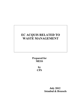 Ec Acquis Related to Waste Management