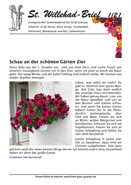 St. Willehad-Brief 1/21 Evangelischer Gemeindebrief Für Groß Grönau, Schattin, Groß Sarau, Klein Sarau, Tüschenbek, Hornstorf, Blankensee Und Bez