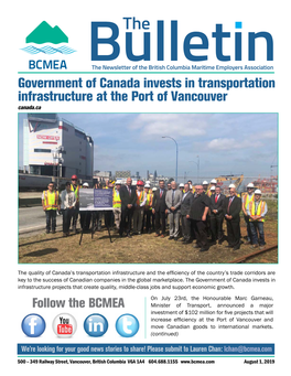 Government of Canada Invests in Transportation Infrastructure at the Port of Vancouver Canada.Ca