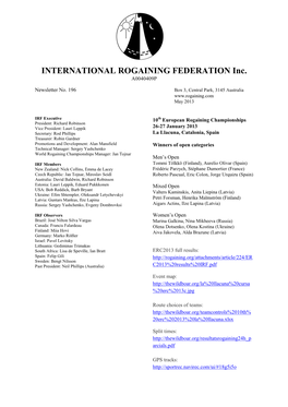 INTERNATIONAL ROGAINING FEDERATION Inc. A0040409P