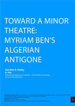Toward a Minor Theatre: Myriam Ben's