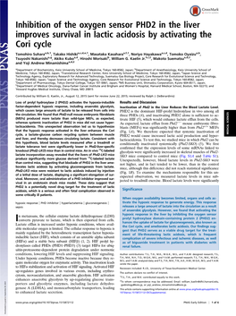 Inhibition of the Oxygen Sensor PHD2 in the Liver Improves Survival in Lactic Acidosis by Activating the Cori Cycle